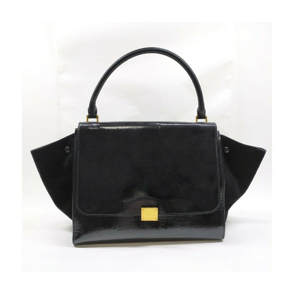 AUTHENTIC CELINE Hand Bag Black Enamel - Picture 2 of 11